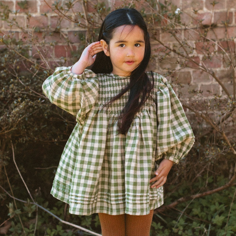 Draughts Dress - Pine & Oak Check Linen *ships 11/14*