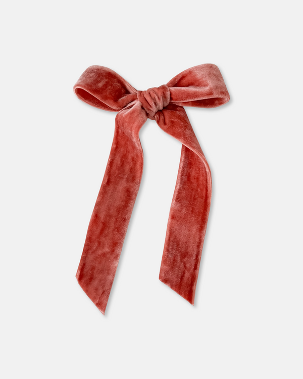 Velvet Long Tail Bow | Rose
