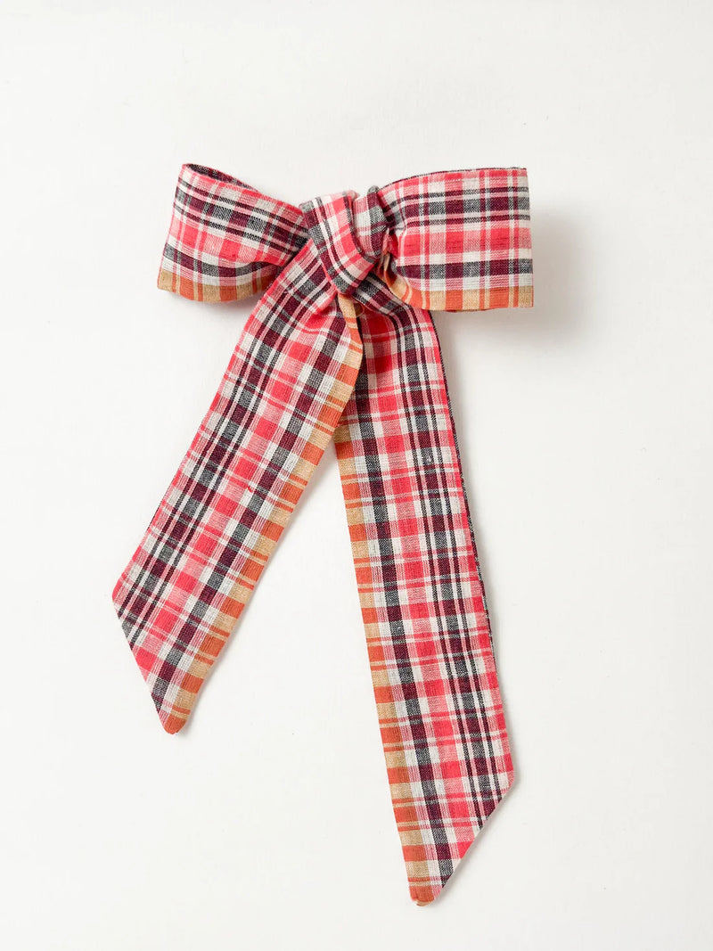 Long Tail Fabric Hair Bow | Crabapple Check