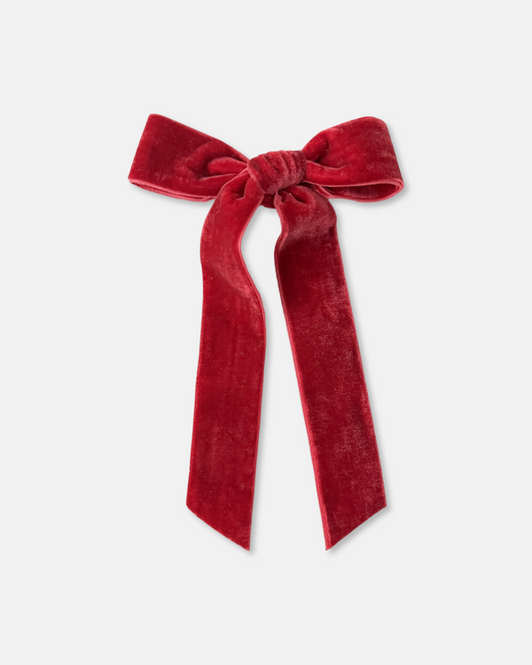 Velvet Long Tail Bow | Berry