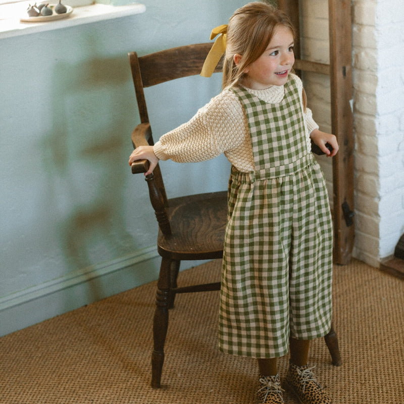 Jumping Jack Jumpsuit - Pine & Oak Check Linen *ships 11/14*
