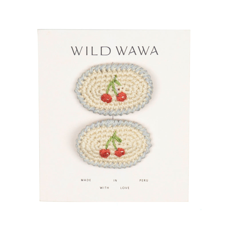 Crochet Clip Set || Blue Cherries