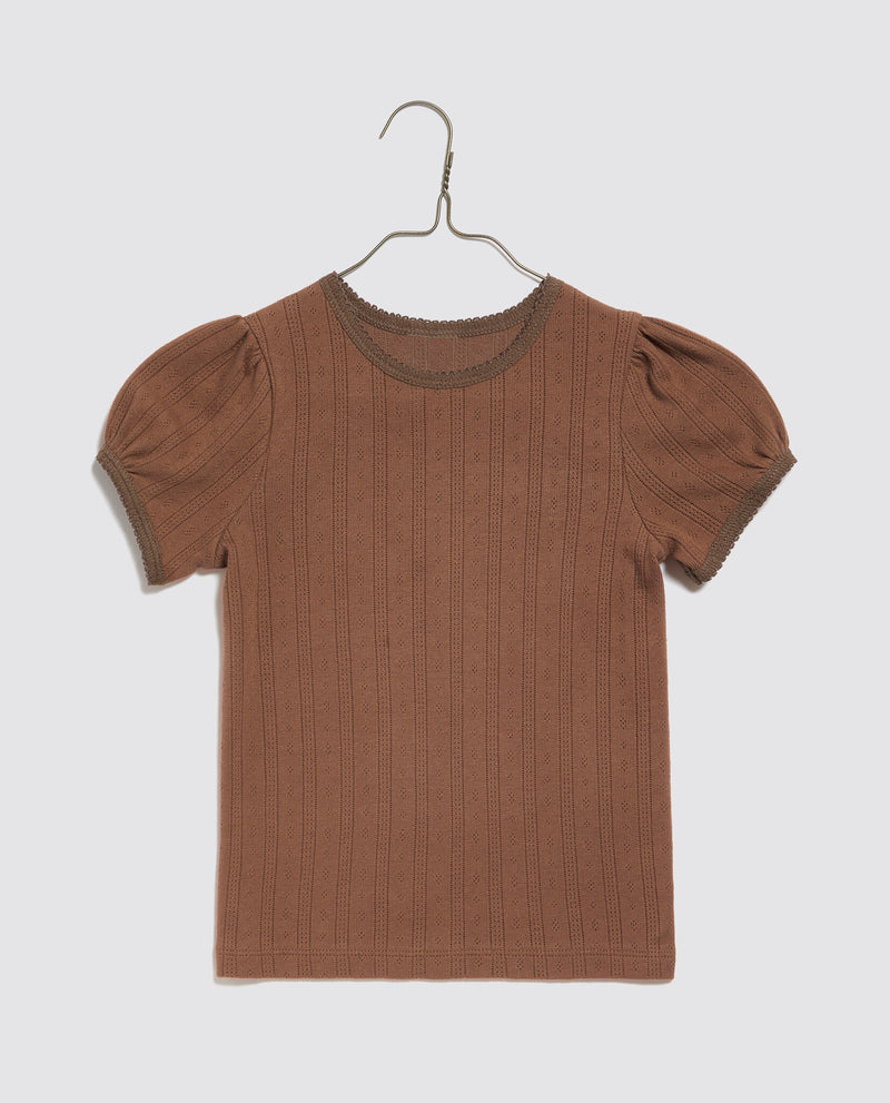 Organic Pointelle Tee || Cinnamon