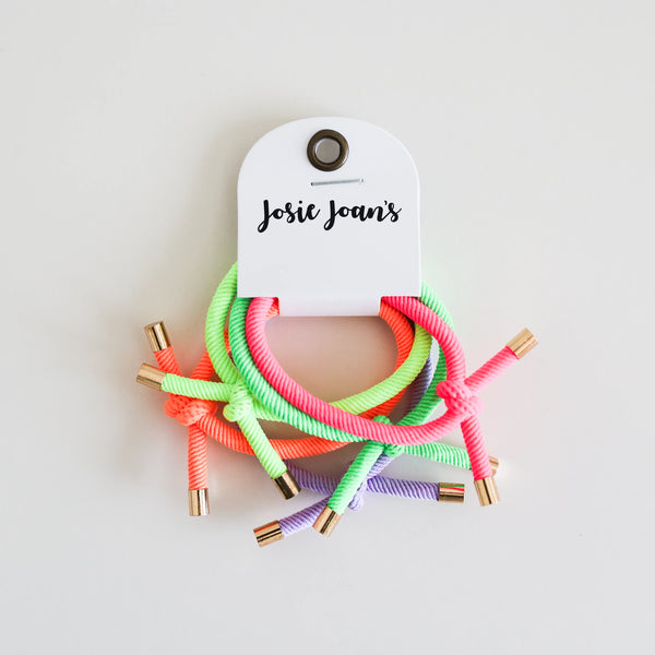 Knotted Hair Ties - Nora (Neon), Set of 5