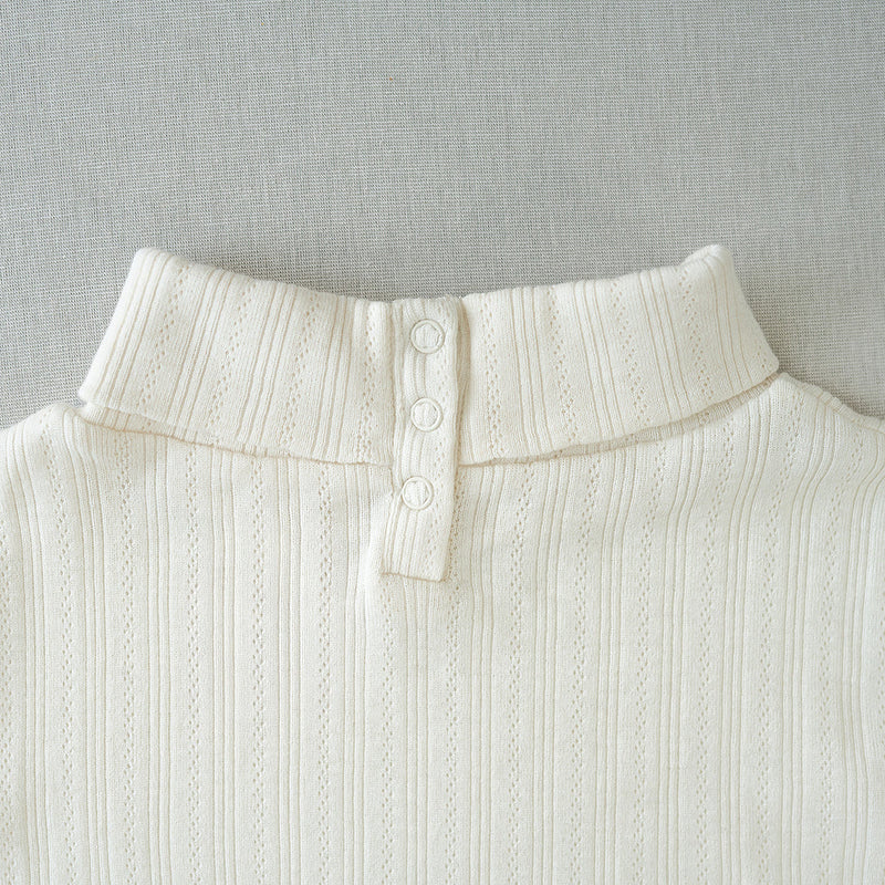 Snap Turtleneck | Pearl Pointelle