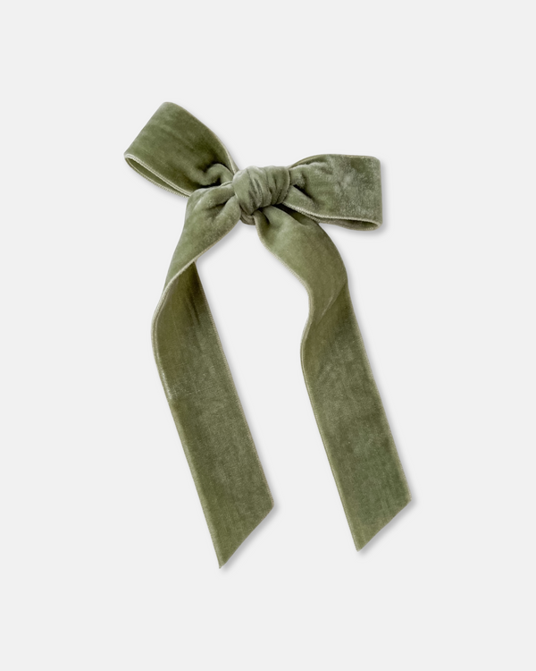 Velvet Long Tail Bow | Sage