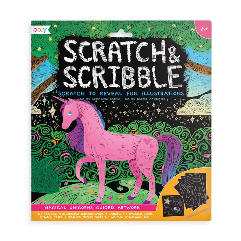 OOLY - Scratch & Scribble - Magical Unicorns DIY Craft Kit for Kids