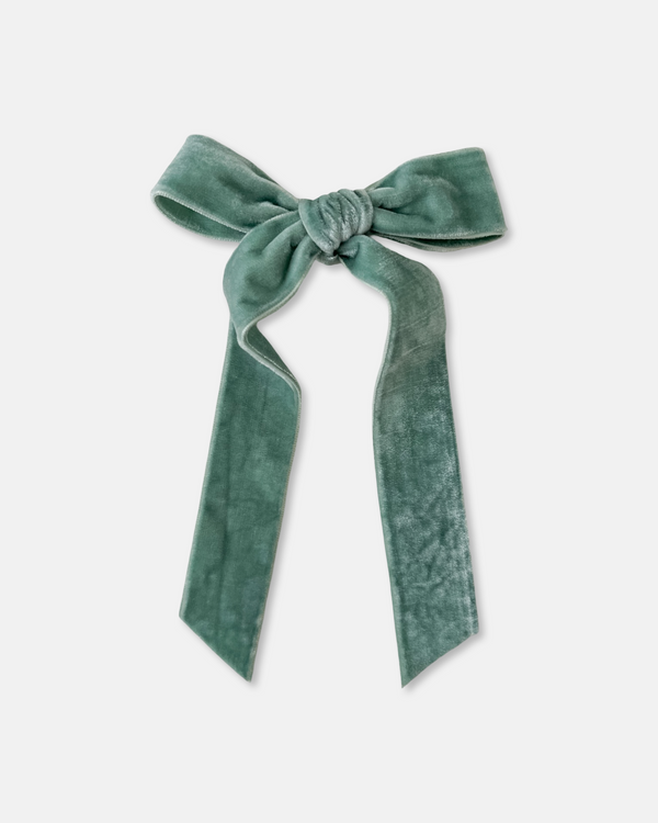 Velvet Long Tail Bow | Seafoam