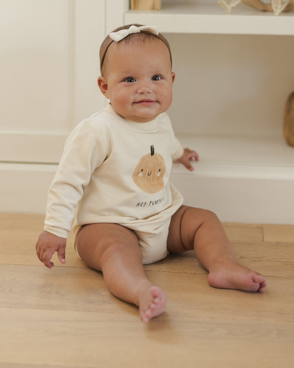 Crewneck Bubble Romper || Pumpkin