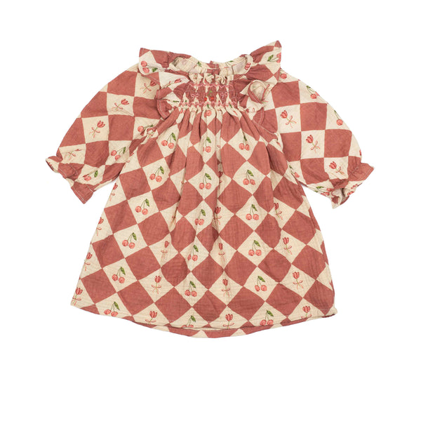 Noelle Dress || Cherry Patchwork - Crimson