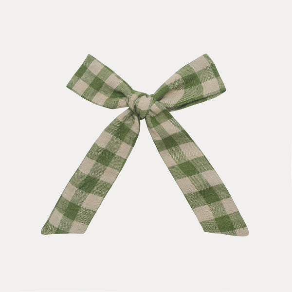 Big Bow Clip - Pine & Oak Check Linen *ships 11/14*
