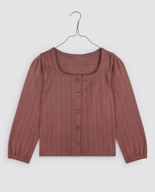 Button Pointelle Tee || Marsala