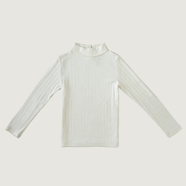 Snap Turtleneck | Pearl Pointelle, Girls T Shirt, Fridays with Millie - All The Little Bows