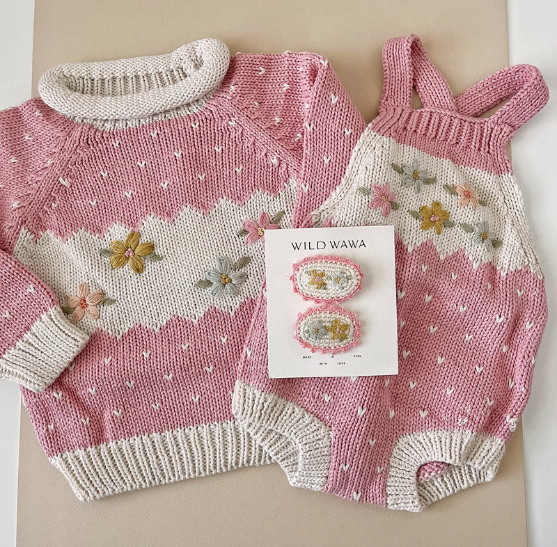 Intarsia Sweater || Pink
