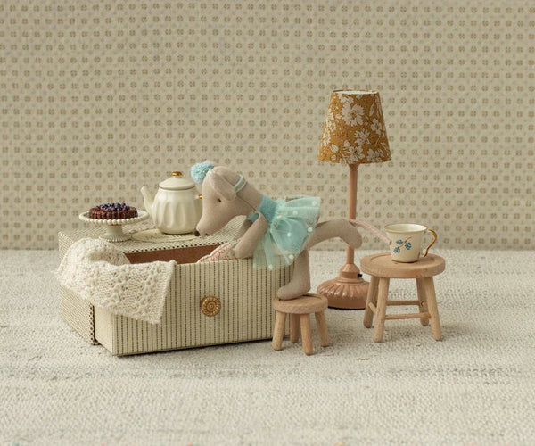 Maileg | Dance Mouse in Daybed, Little Sister - Mint, , Maileg - All The Little Bows