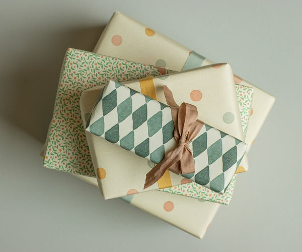 Gift Wrap, 10m - Harlequin Blue, PAPER, Maileg USA - All The Little Bows