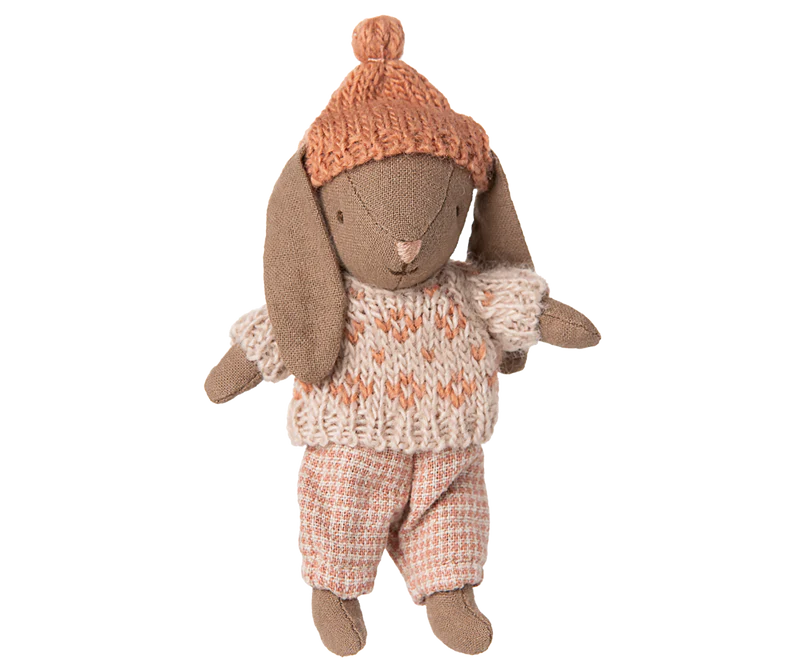 Maileg | Winter Bunny, Micro - Brown - Rose