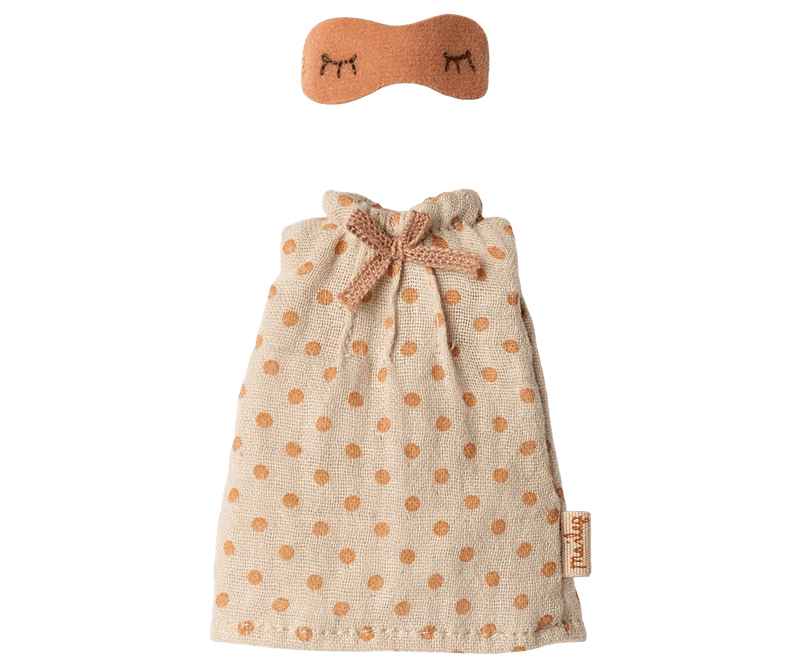 Maileg | Nightgown for Mum Mouse - Light Gray w/ Dots, , Maileg - All The Little Bows