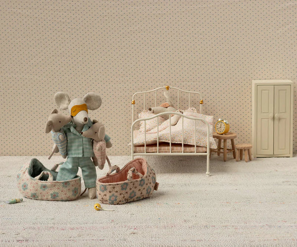 Maileg | Baby Mouse in Carry Cot - Blue