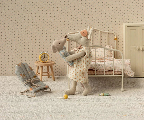 Maileg | Nightgown for Mum Mouse - Light Gray w/ Dots, , Maileg - All The Little Bows