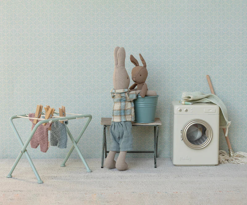 Maileg | Rabbit, Micro - Brown - Blue Knitted Suit