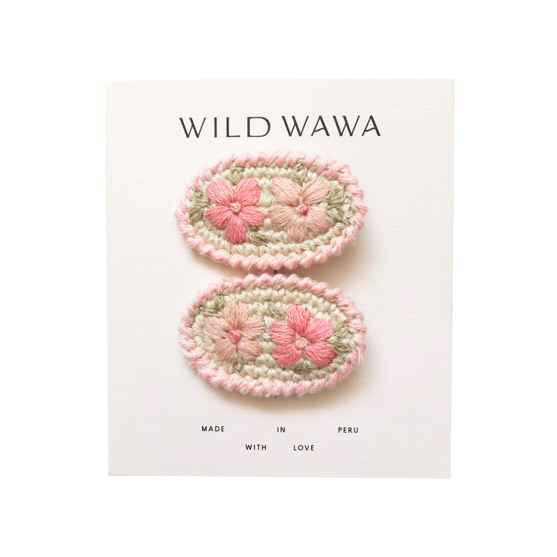 Crochet Clip Set || Taupe Pink