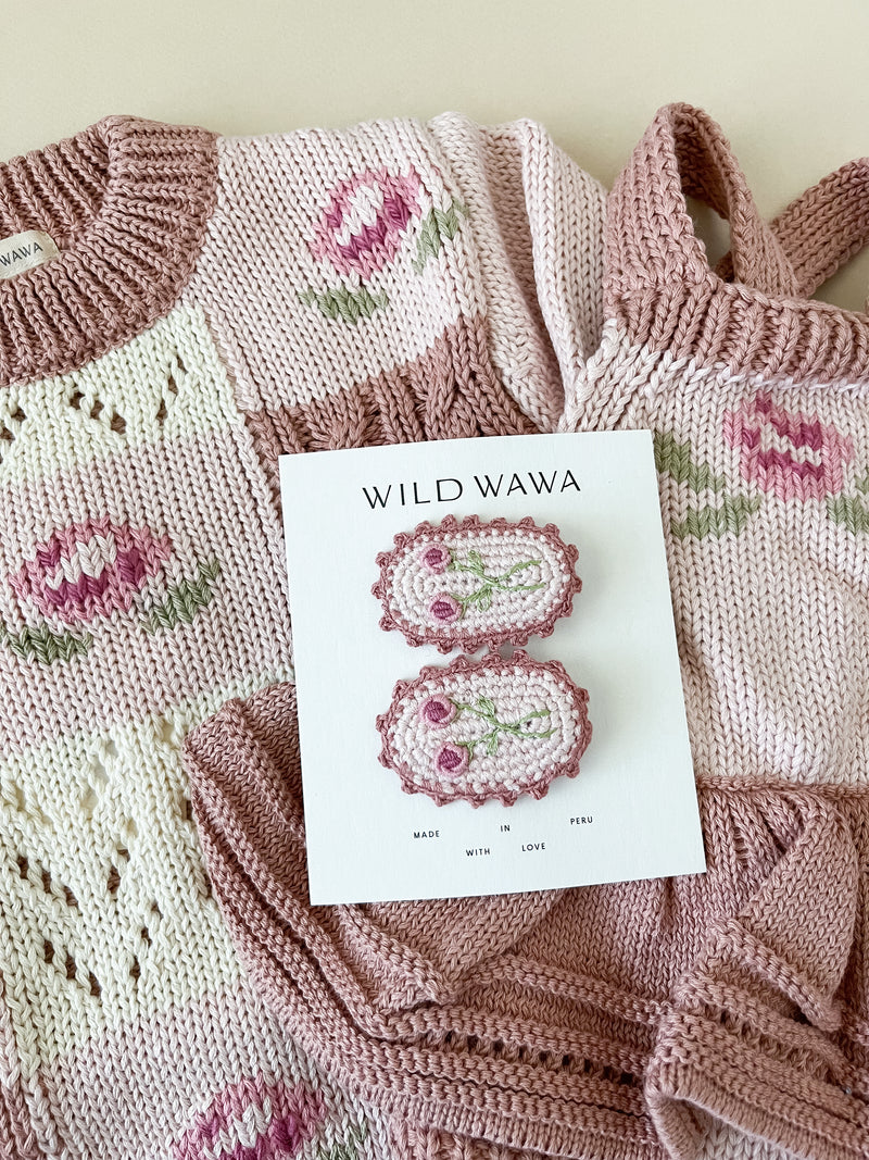 Rose Patchwork Sweater || Misty Rose