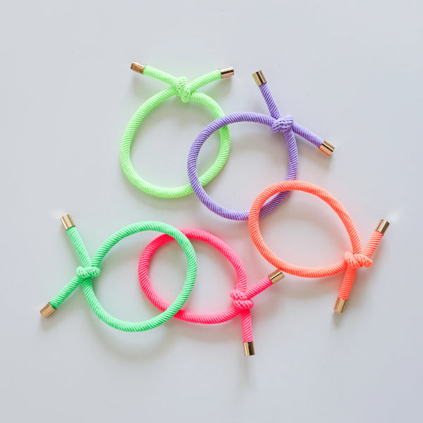 Knotted Hair Ties - Nora (Neon), Set of 5