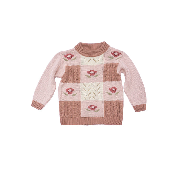Rose Patchwork Sweater || Misty Rose