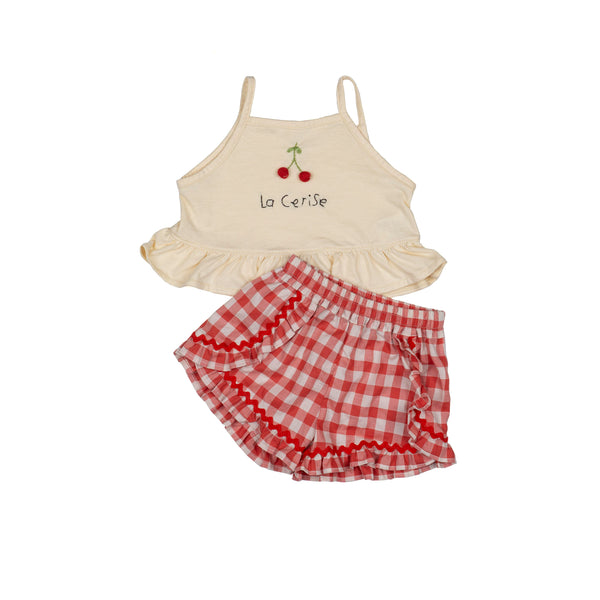 Ruffle Short Set || La Cerise Red Gingham