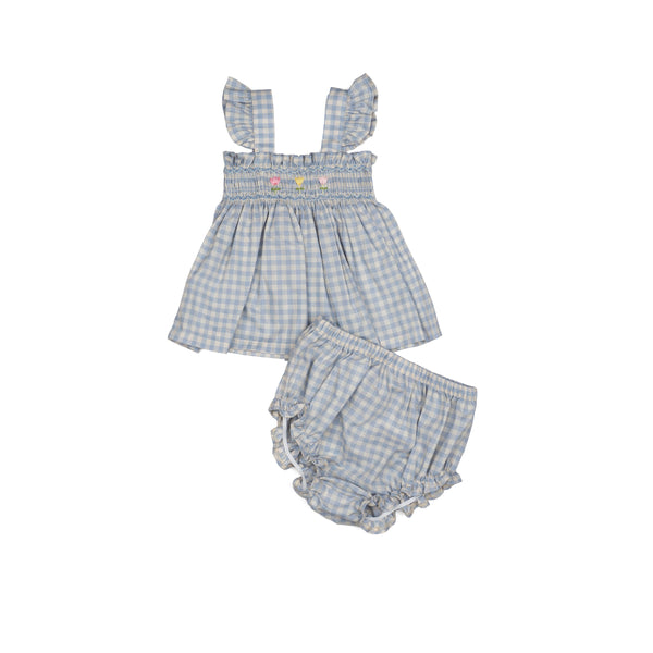 Flutter Two Piece Set || Blue Gingham