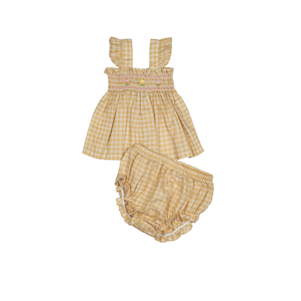 Flutter Two Piece Set || Yellow Gingham