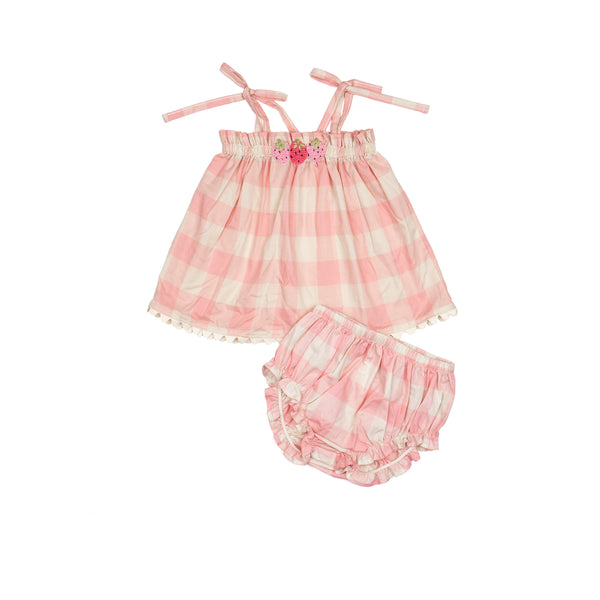 Strawberry Daisy Set || Pink Gingham