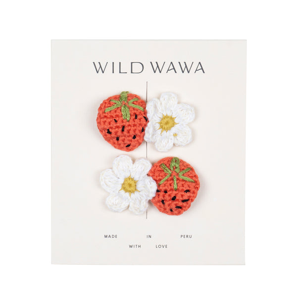Crochet Clip Set || Strawberry Daisy