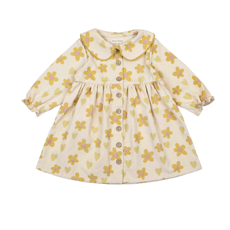 Clementine Dress || Floral Hearts Honey, Girls Dress, Wild Wawa - All The Little Bows