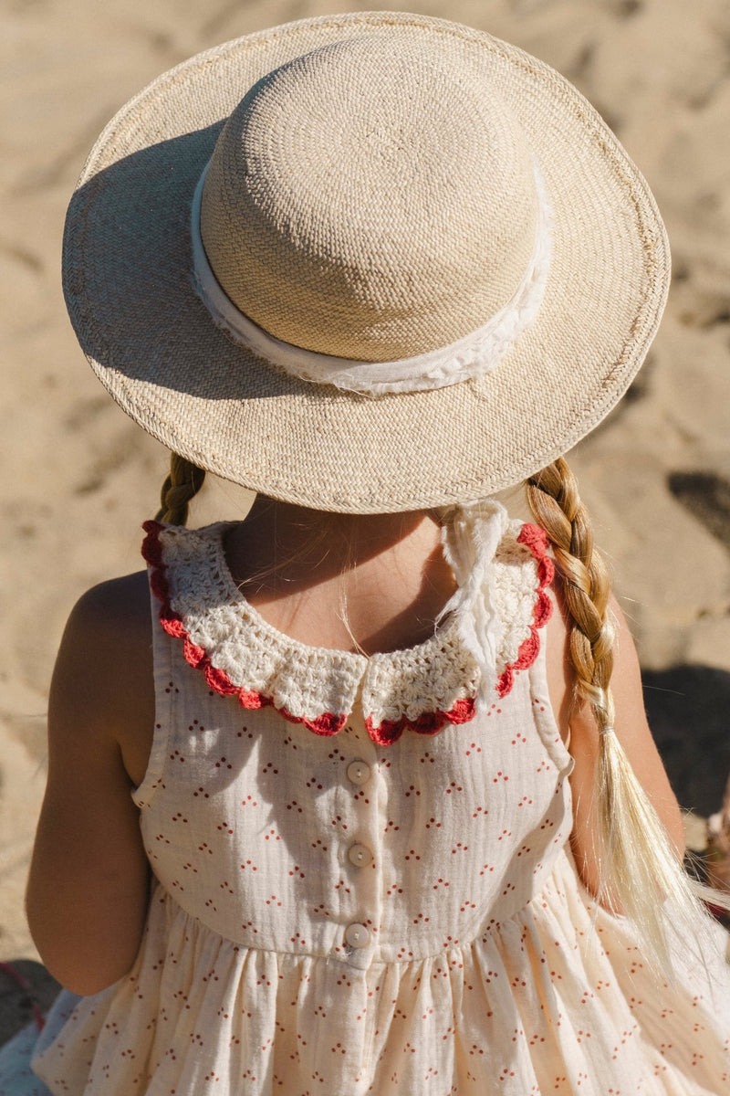 Crochet Collar Dress | Red Dot / Cherry