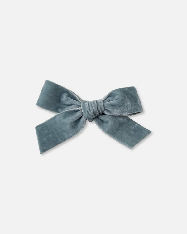 Classic Velvet Bow | Dusty Blue