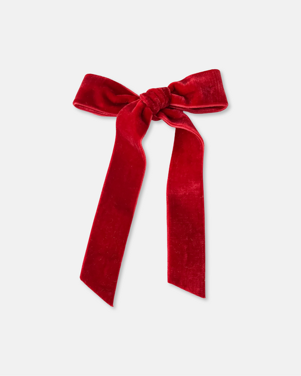 Velvet Long Tail Bow | Cherry