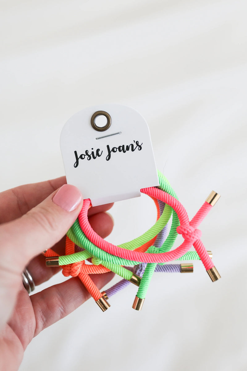 Knotted Hair Ties - Nora (Neon), Set of 5