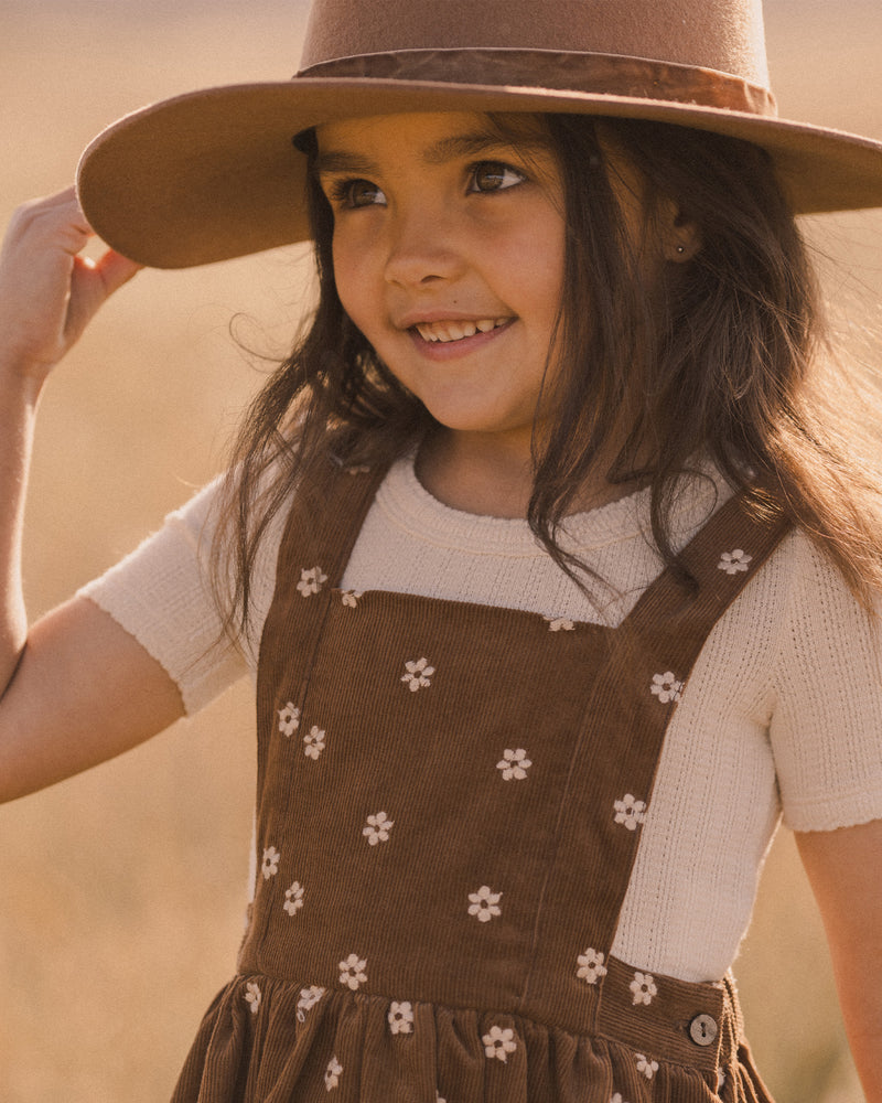 Corduroy Pinafore || Floral Embroidery