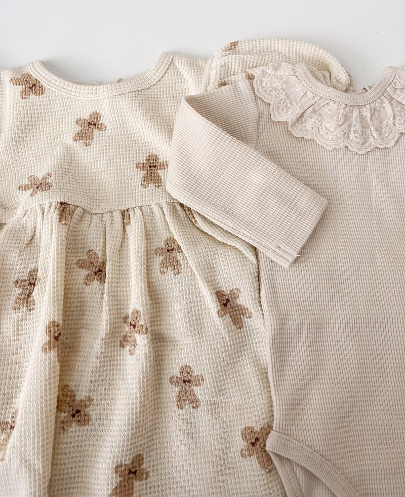 Waffle Babydoll Dress || Gingerbread