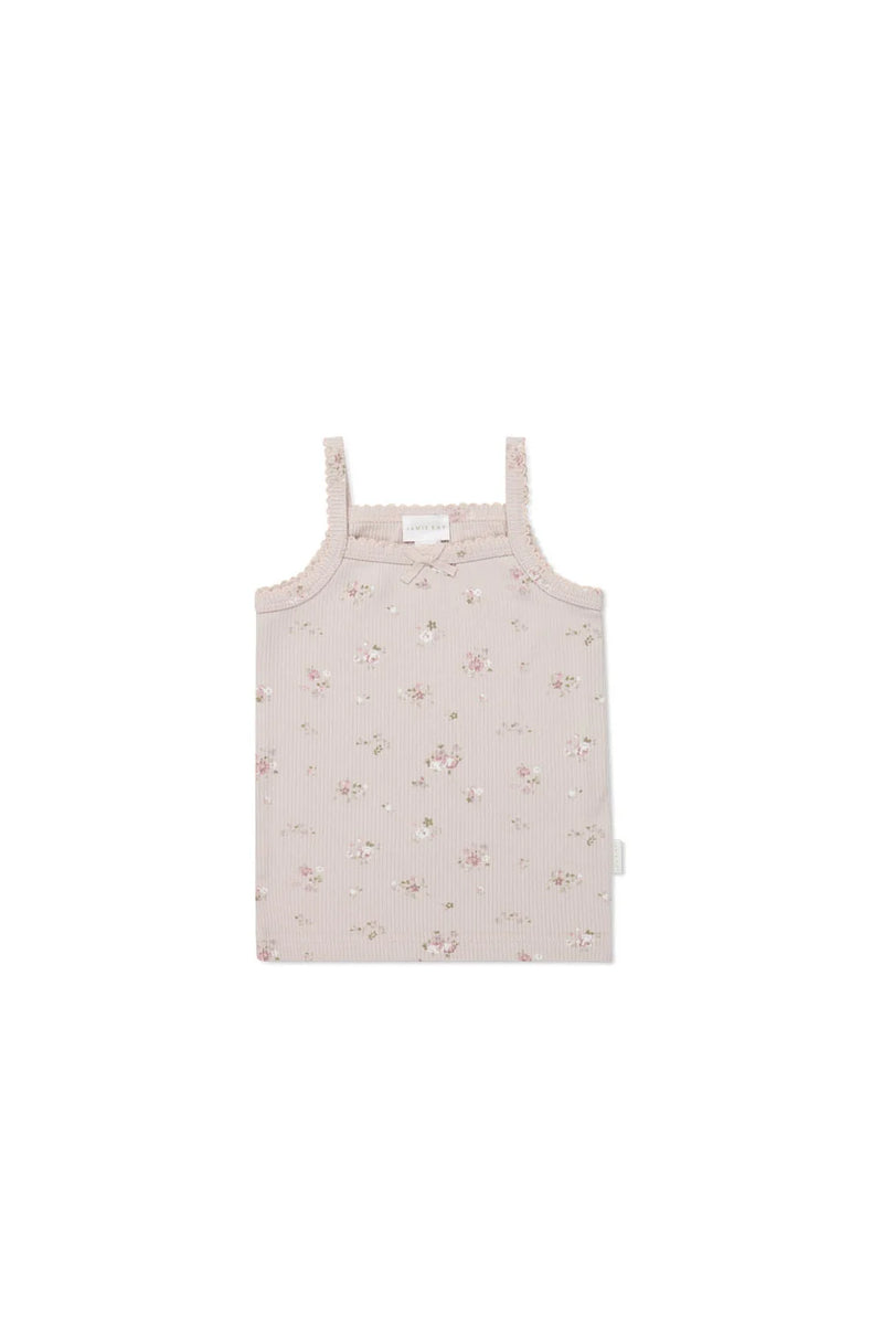 Organic Cotton Fine Rib Singlet - Petite Fleur Violet