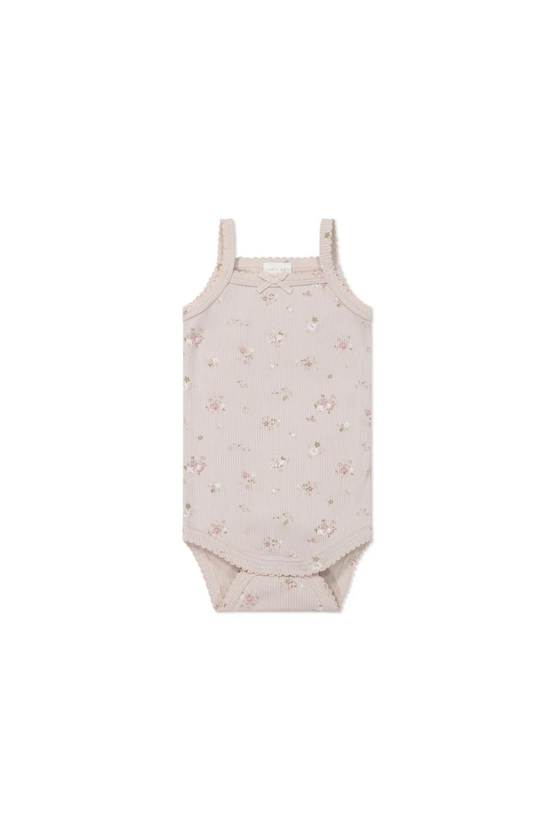 Organic Cotton Fine Rib Bridget Singlet Bodysuit - Petite Fleur Violet