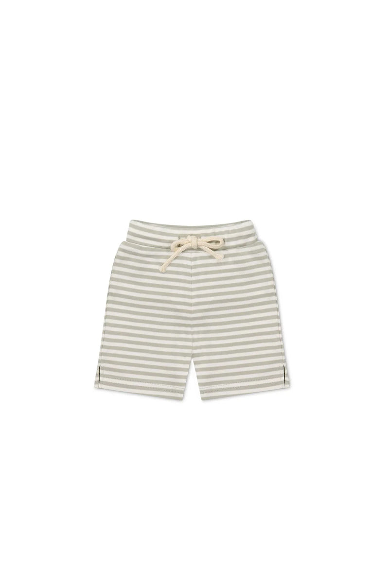 Pima Cotton Marley Short - Narrow Stripe Moss/Cloud