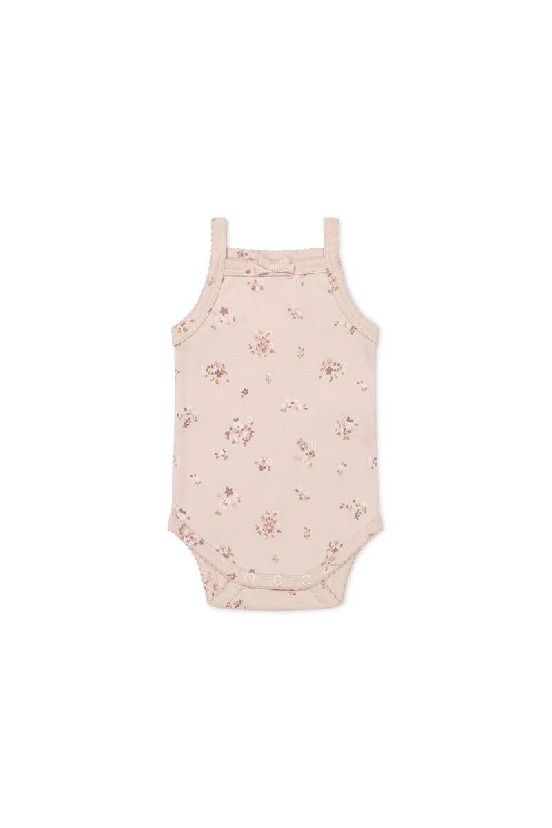 Organic Cotton Bridget Singlet Bodysuit - Petite Fleur Soft Peony