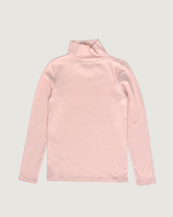 Pima Snap Turtleneck | Blush, Girls T Shirt, Iver & Isla - All The Little Bows