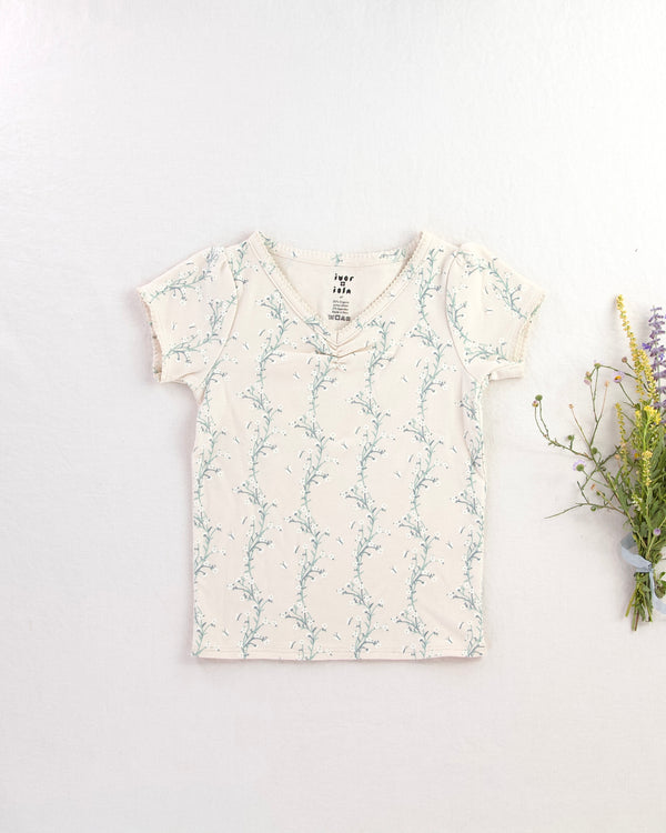 Pima Ruched Tee || Linen Trellis