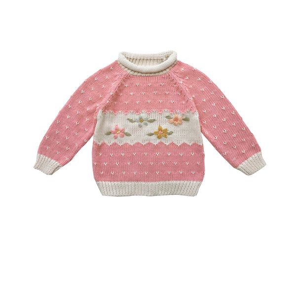 Intarsia Sweater || Pink