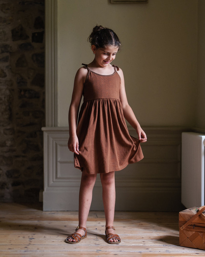 Organic Pointelle Lulu Dress || Cinnamon