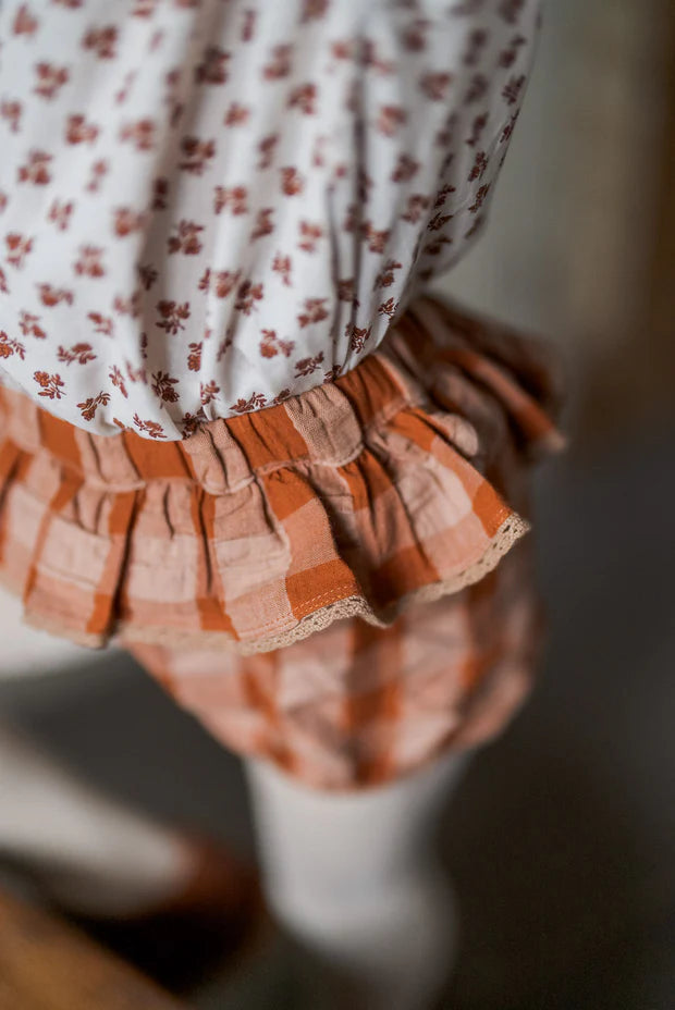 Poppy Frill Bloomers || Seersucker Gingham in Russet